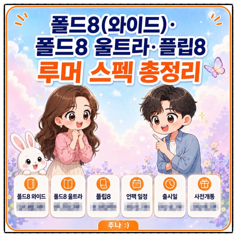 갤럭시 Z 폴더블8 시리즈 루머 스펙 총정리 | 언팩 일정 출시일 사전개통 완벽 가이드