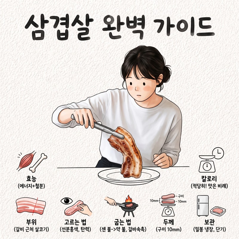 삼겹살 효능 칼로리 부위 고르는법 굽는법 두께 보관 냉동
