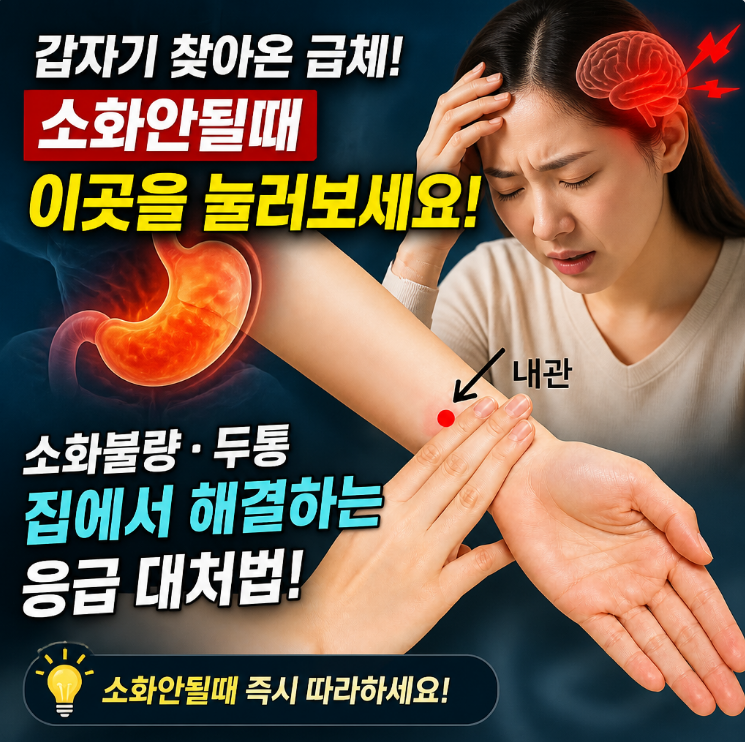 소화안될때 지압 음식 자세 음료 병원 눕는방향 두통 마사지