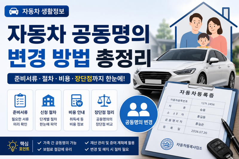 자동차 공동명의 변경 방법 총정리｜준비서류·절차·비용 한눈에