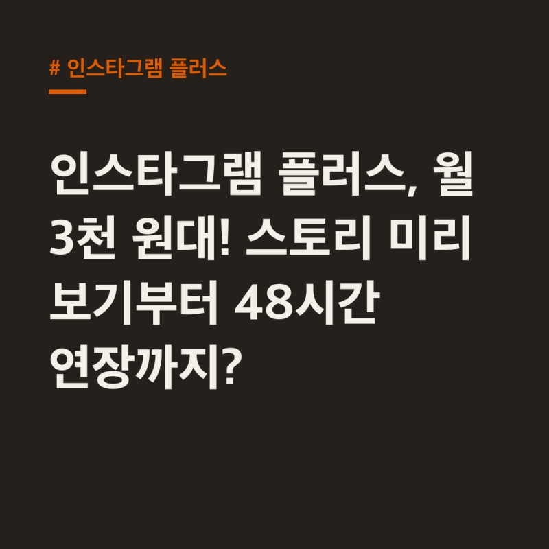 "인스타그램 플러스, 월 3천 원대!" 스토리 몰래 보기부터 48시간 연장까지?
