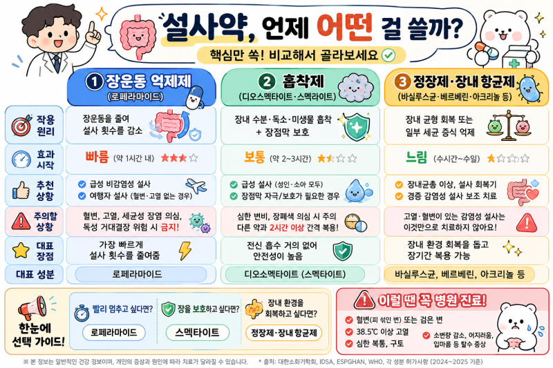 배탈·설사 났다고 지사제 무조건 먹으면 안 된다? (세균성 식중독 vs 단순 배탈 약국 약 선택....