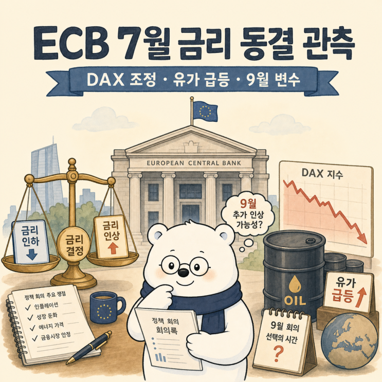 <b>ECB</b> 7월 <b>금리 동결</b> 관측, DAX 24830.98과 에너지발 물가의... 