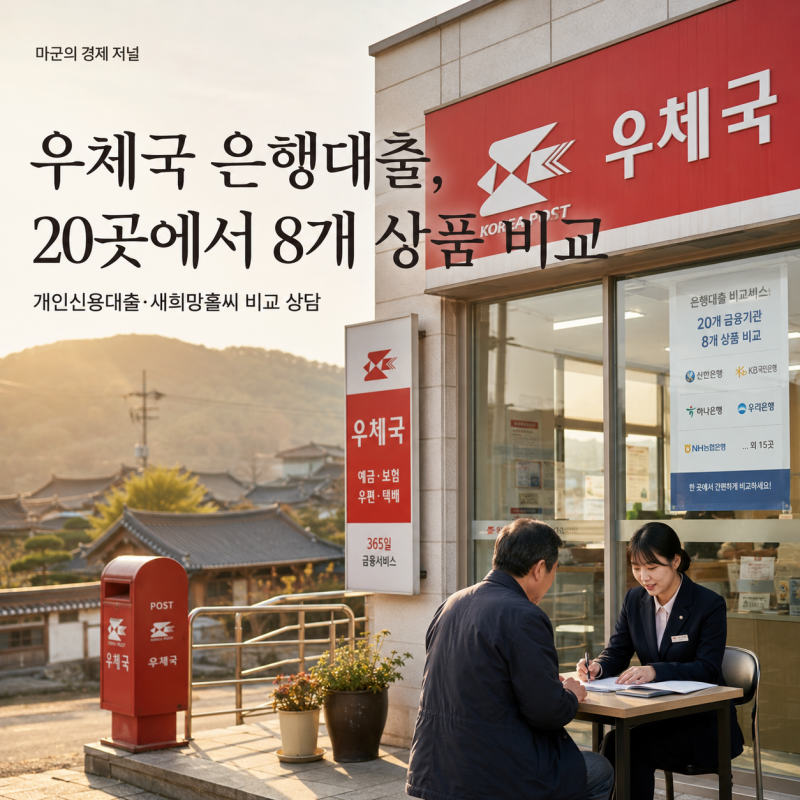 우체국 은행대출, 20곳에서 8개 상품 비교