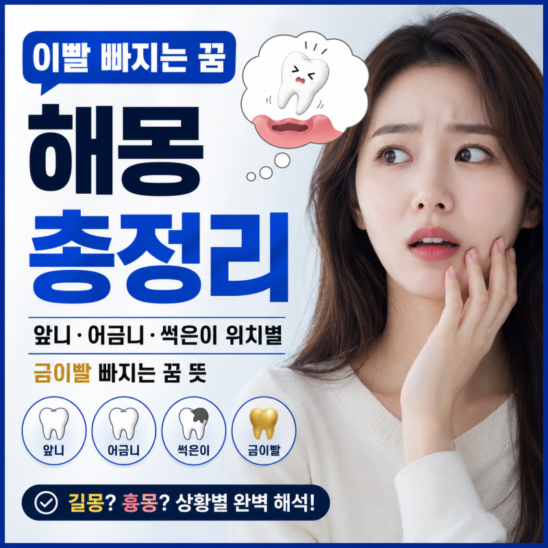 이빨 빠지는 꿈 해몽 총정리｜앞니·어금니·썩은이 위치별, 금이빨 빠지는 꿈 뜻