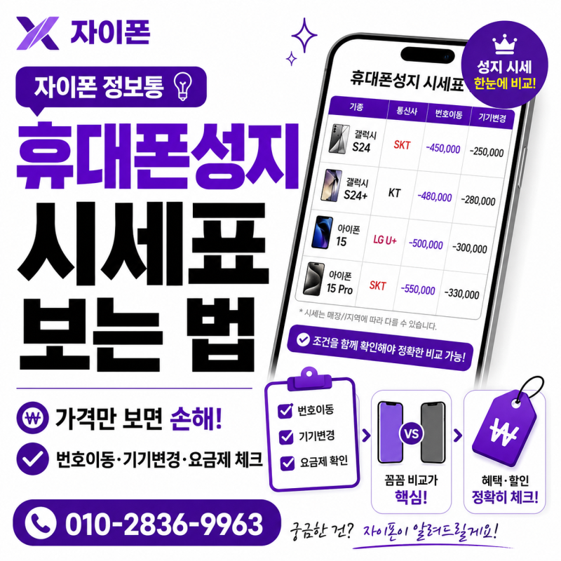 휴대폰성지 시세표 보는 법｜가격만 보고 방문하면 안 되는 이유