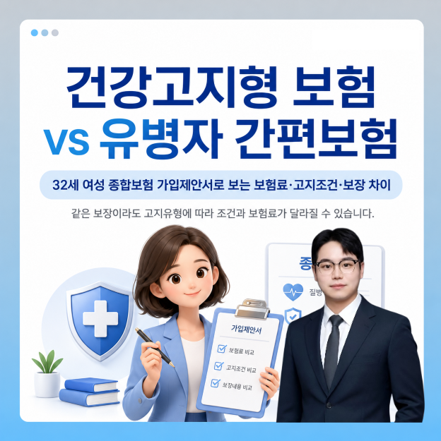 30대 여자 종합보험 어떤게 더 유리할까요? (건강고지형과 유병자 간편보험 상품 비교)