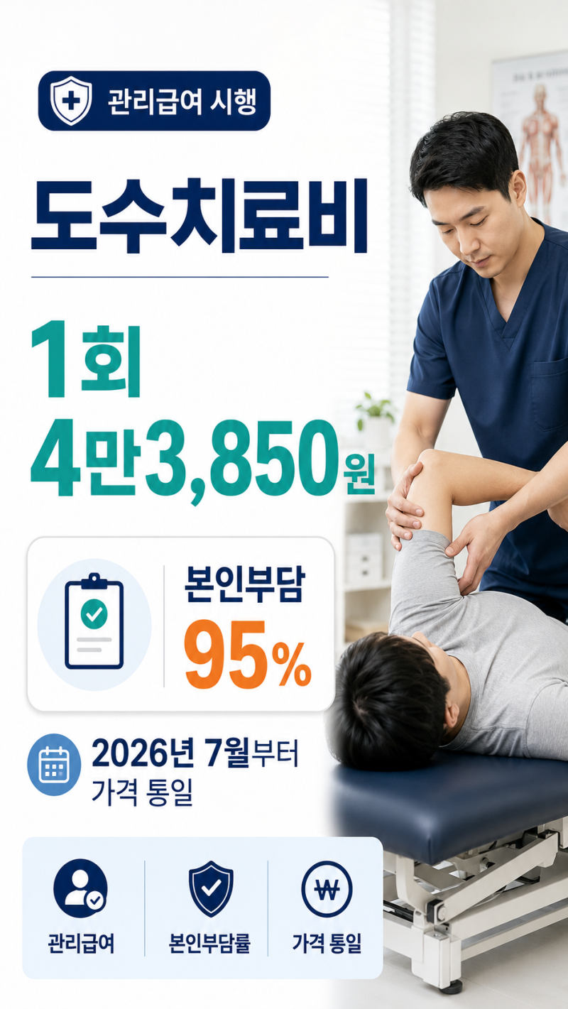 2026 도수치료비 4만3,850원, 관리급여·본인부담률·횟수 총정리