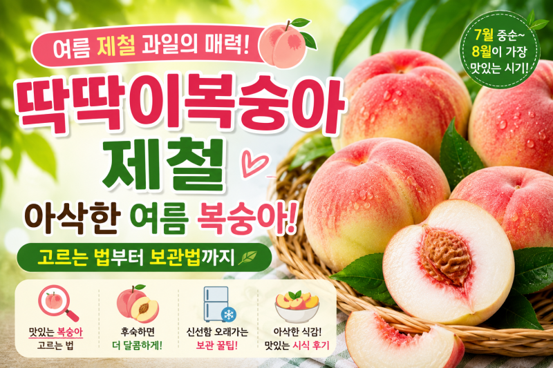 딱딱이복숭아 제철 | 아삭한 여름 복숭아 고르는 법부터 보관법까지