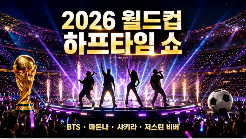 2026 월드컵 하프타임 쇼 다시 보기｜BTS ·마돈나·샤키라·저스틴 비버 공연과 한국 중계 총정....