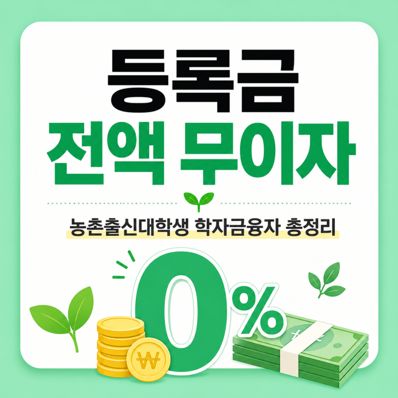농촌출신대학생 학자금대출 이자 지원 총정리! 등록금 전액 무이자 융자 (2026-2학기 7/28 마감)