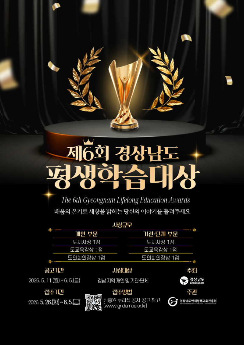 제6회 경상남도 평생학습대상(大賞) [1차 서류심사 결과] 및 2차 발표심사 공고