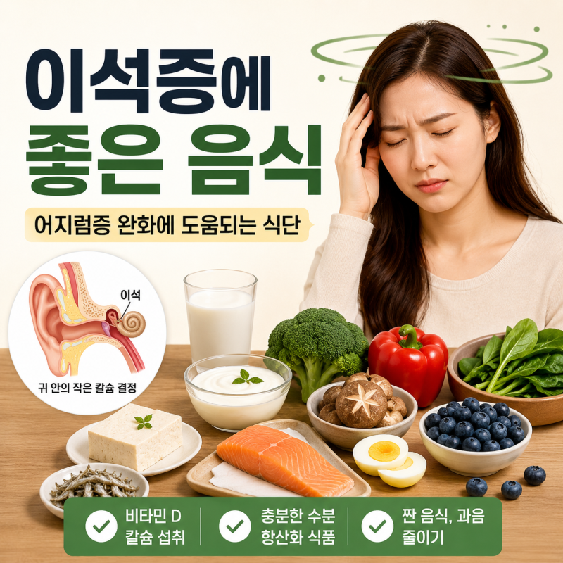 이석증에 좋은 음식, 어지럼증이 반복된다면 식단도 함께 바꿔보세요