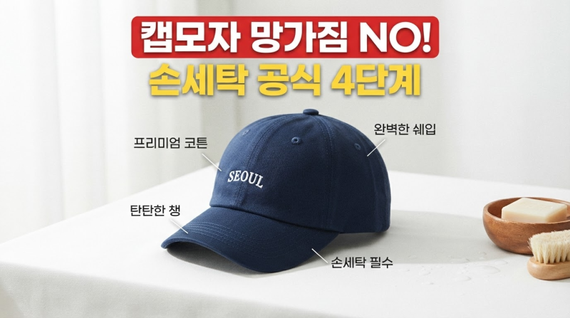 캡모자 세탁법, 여름철 땀 화장품 얼룩 쉽게 제거하는 법! 세탁기에 넣었다간 챙 구겨지고 원....