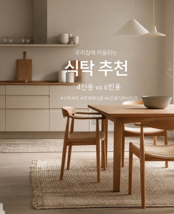 우리집에 어울리는 원목테이블 식탁추천 4인용식탁 세트부터 6인용식탁 사이즈 선택법