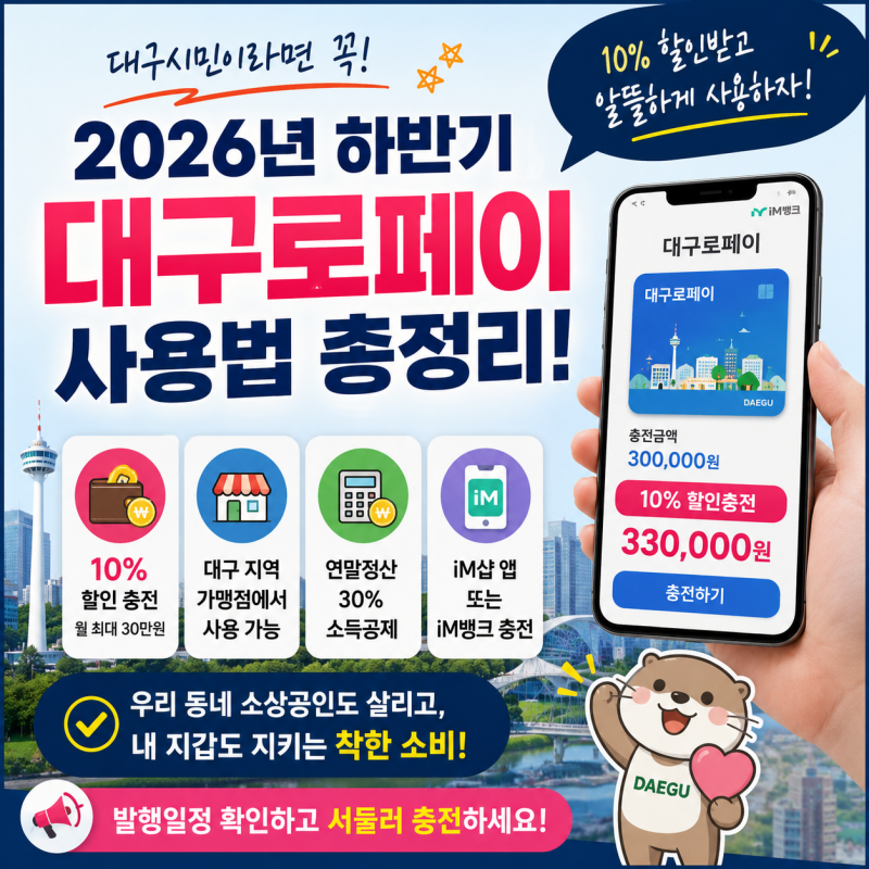 2026년 하반기 대구로페이 사용법 총정리! 10% 할인 충전부터 사용처까지 한눈에