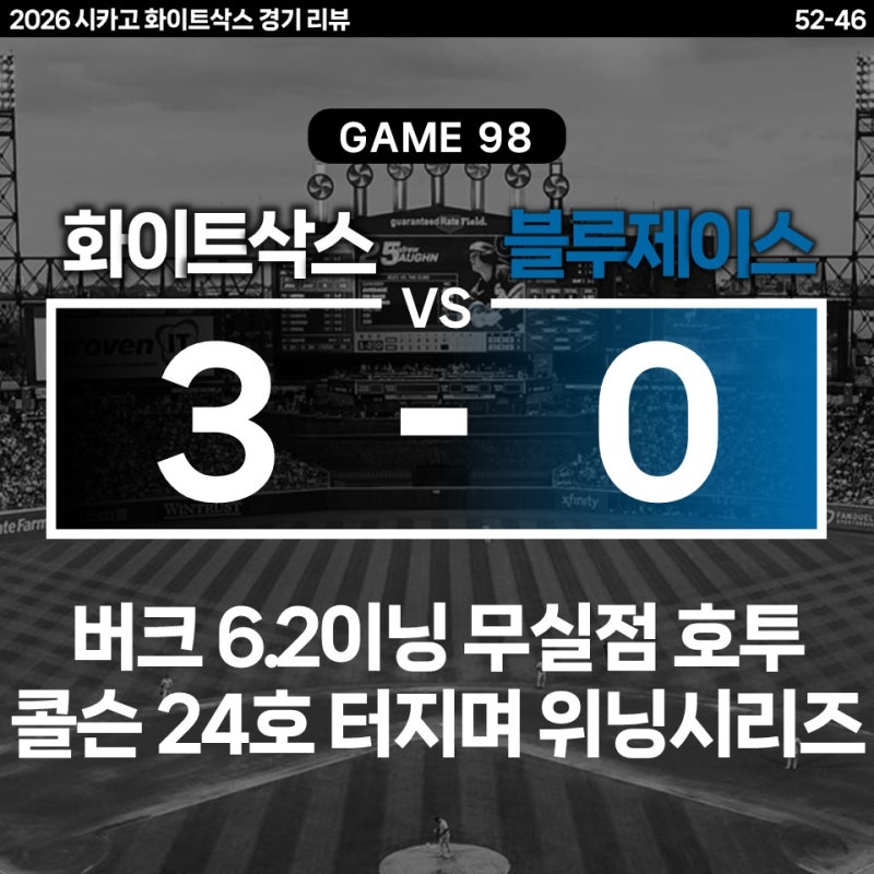 [Game 98] 화이트삭스 3-0 블루제이스