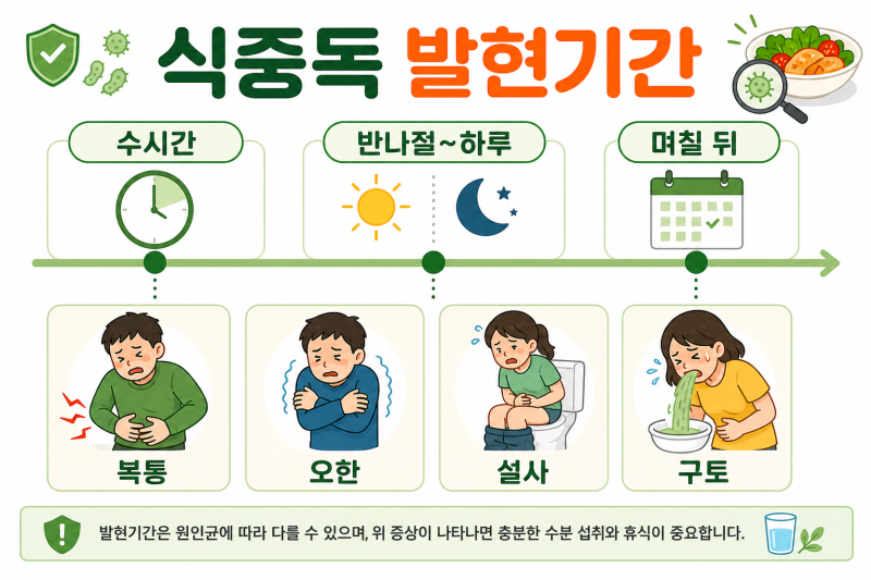 식중독 증상 발현기간, 복통 오한 설사 언제 시작될까