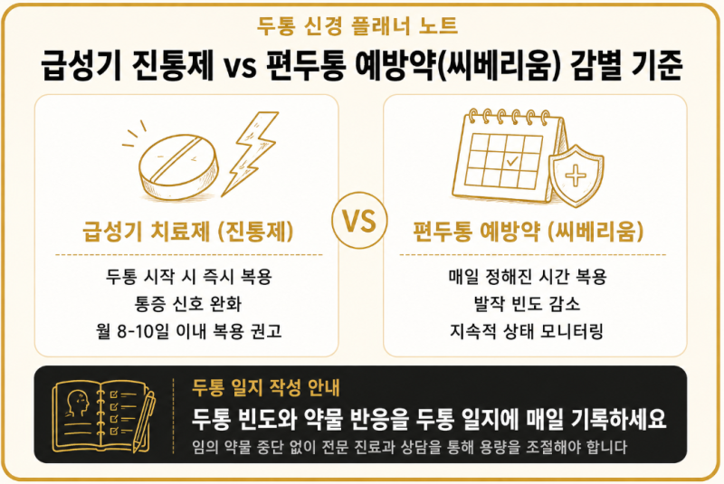 씨베리움 매일 먹어도 될까? 편두통 예방약 효과와 부작용 감별법