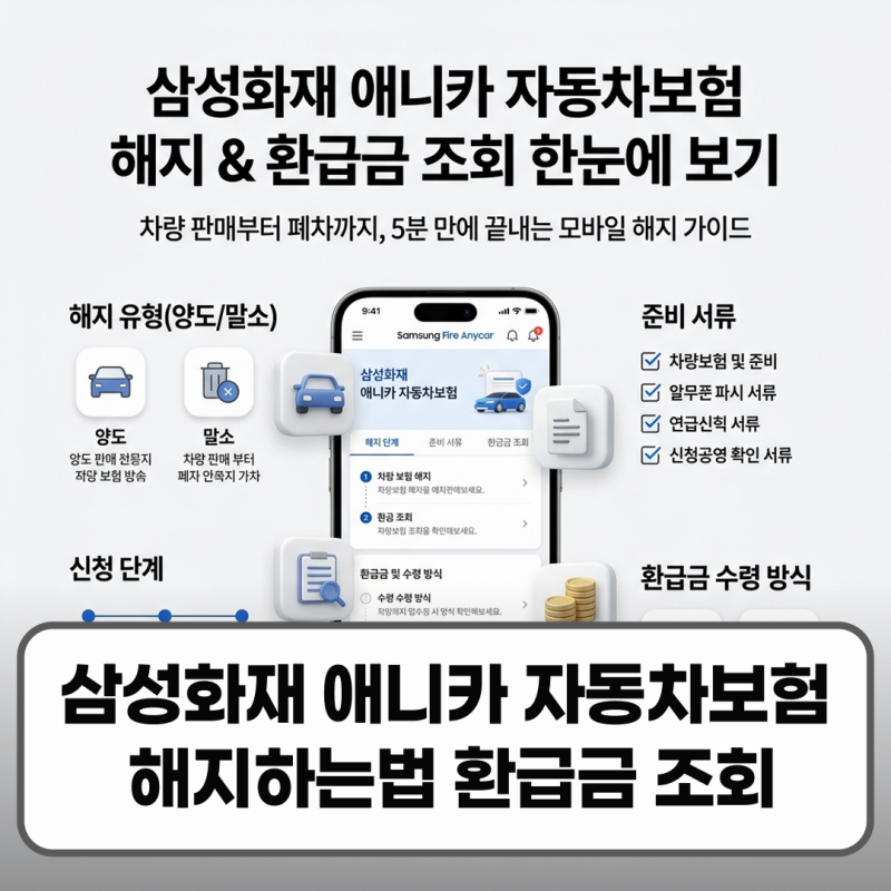 삼성화재 애니카 자동차보험 해지하는법 환급금 조회