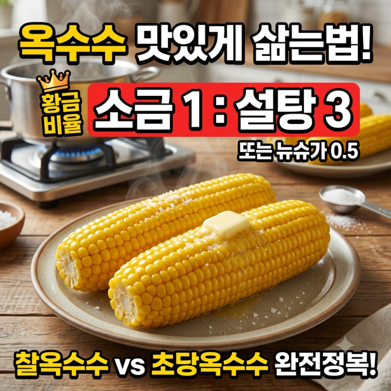 옥수수 맛있게 삶는법 소금 설탕 비율 어떻게 되나요?