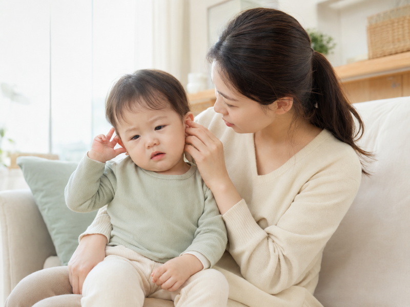 아기 중이염 초기증상, 감기 후 귀를 자꾸 만진다면?
