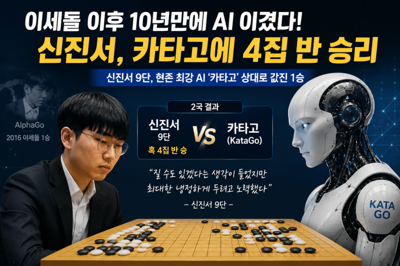 이세돌 이후 10년 만에 AI 이겼다…신진서, 카타고에 4집 반 승리