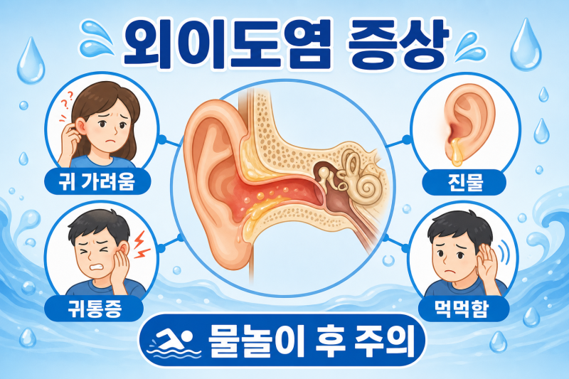 외이도염 증상, 물놀이 후 귀통증 가려움이 생겼다면
