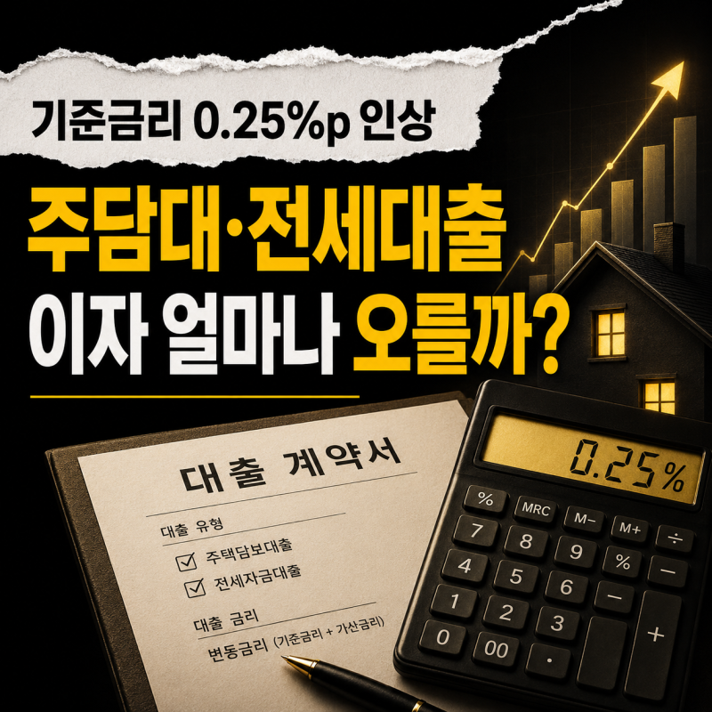 한국은행 기준금리 인상 | 주담대·전세대출 이자 얼마나 오르나? 2.75% 영향 총정리