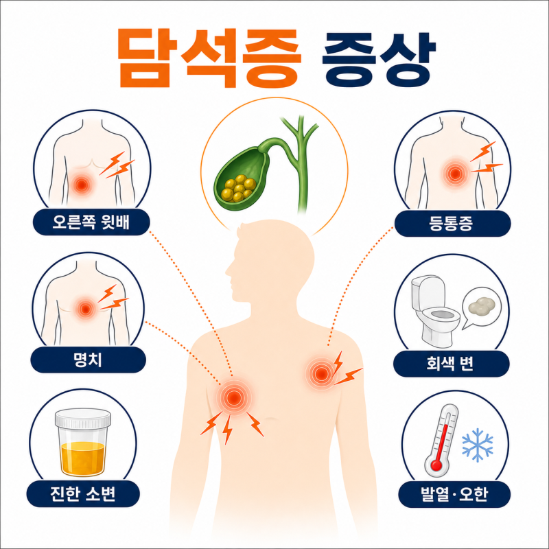 담석증 증상, 등통증 소변색 설사까지 봐야 하는 이유