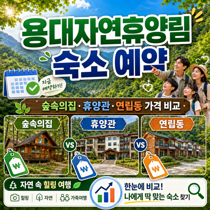 용대자연휴양림 숙소 예약, 숲속의집·휴양관·연립동 가격 비교