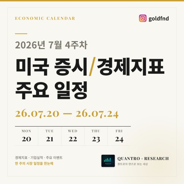 (미·이란 전면전,구글·테슬라 실적) ️ 2026년 7월 4주차... 