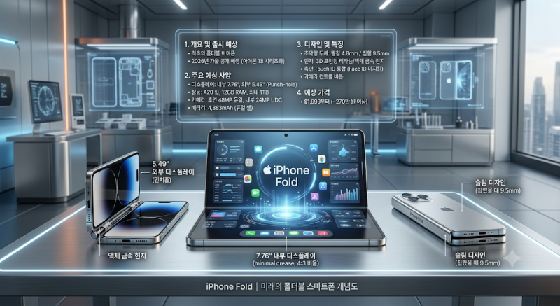 애플 최초의 폴더블폰, '아이폰 폴드' 출시일 및 예상 스펙, 미리 보는 아이폰 폴드(iPhone Fold):....