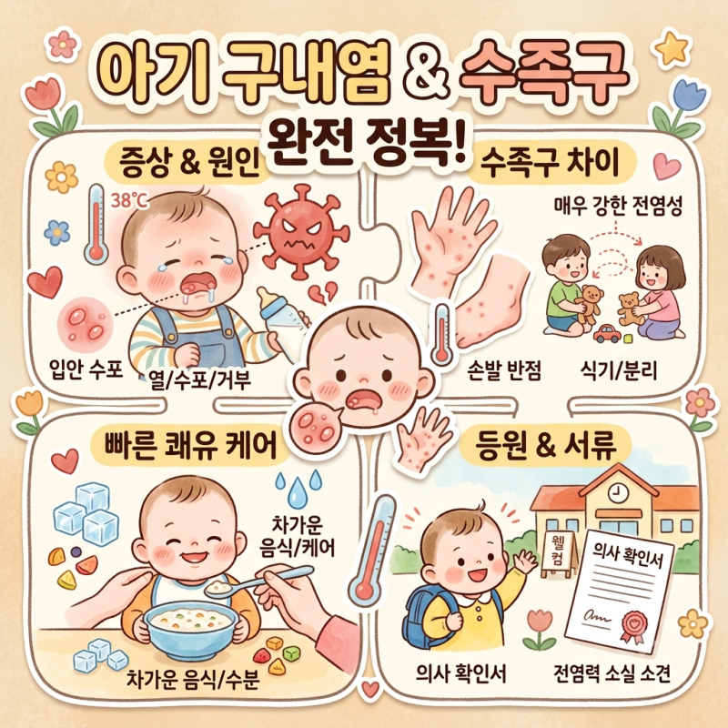 아기 구내염 증상과 원인 총정리: 전염부터 어린이집 등원 서류까지