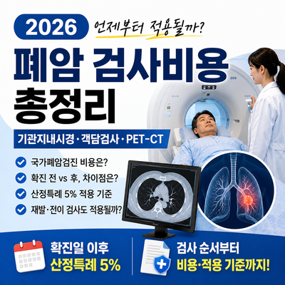 2026 폐암 검사비용 총정리｜기관지내시경·객담검사·PET-CT, 산정특례 언제부터?