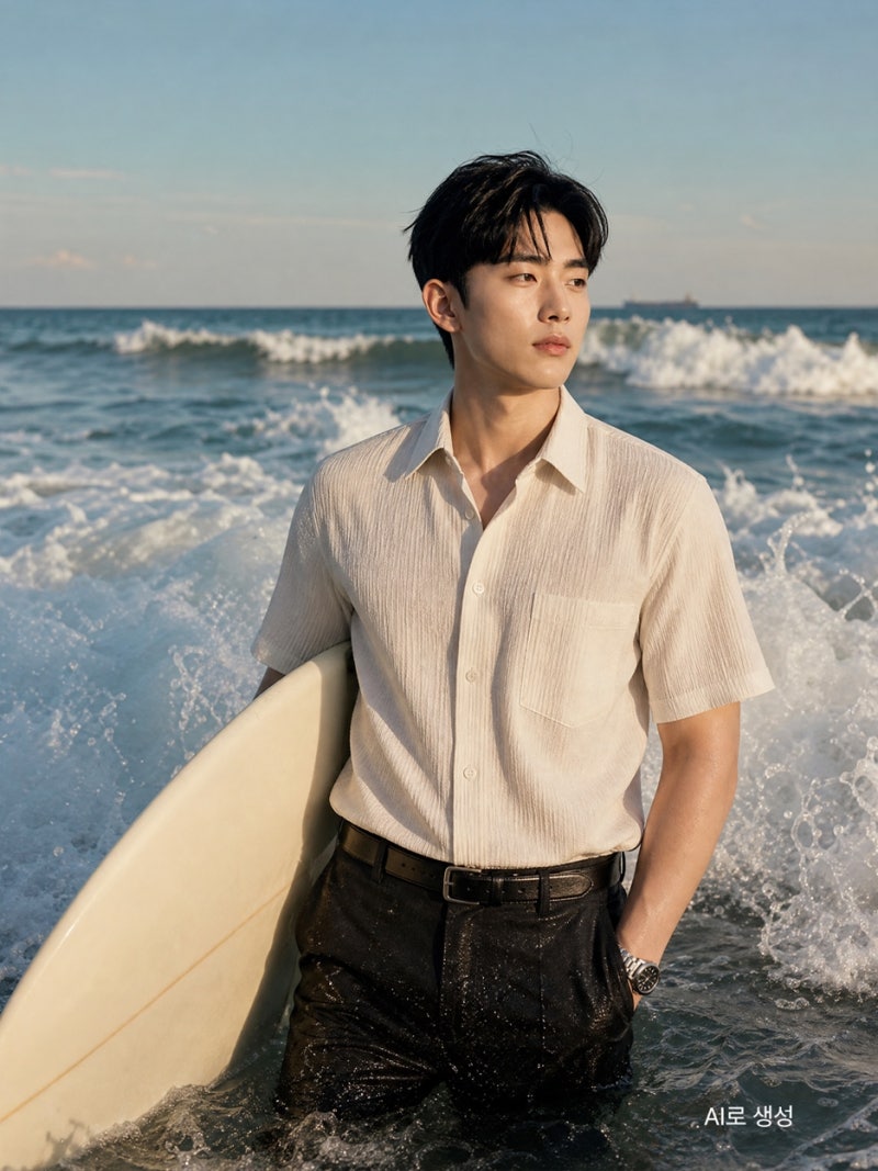지오지아 남자셔츠 플리츠 여름 슬랙스 폭염특보 필수템