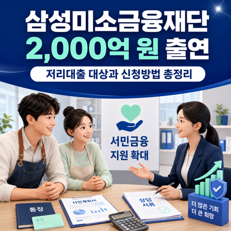삼성미소금융재단 2000억 출연, 저리대출 대상과 신청방법 총정리