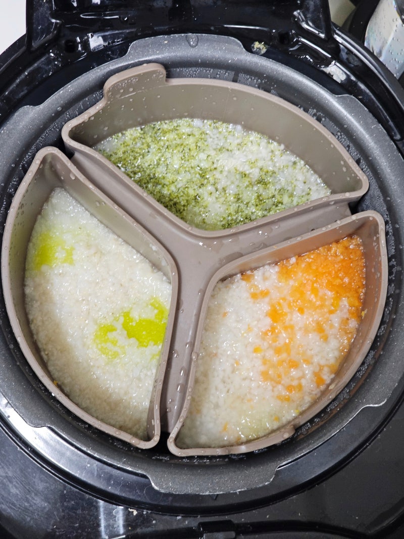 중기 밥솥 이유식 비율 찜모드 기록