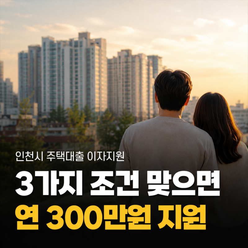 이 3가지 조건 충족하면, 인천시 주택 대출 이자 지원 연 300만원 받아요