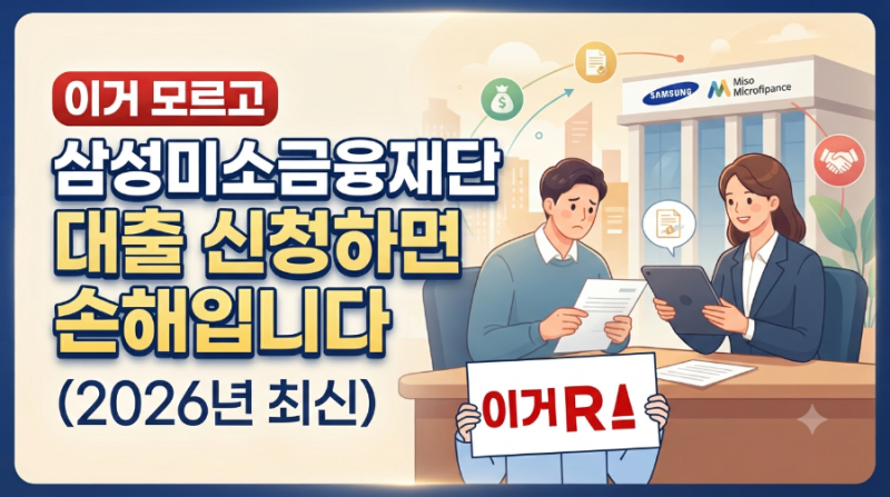 이거 모르고 삼성미소금융재단 대출 신청하면 손해입니다 (2026년 최신)