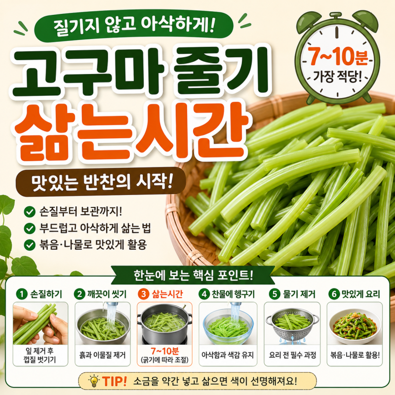고구마 줄기 삶는시간, 질기지 않게 삶는 법부터 손질·보관까지 총정리