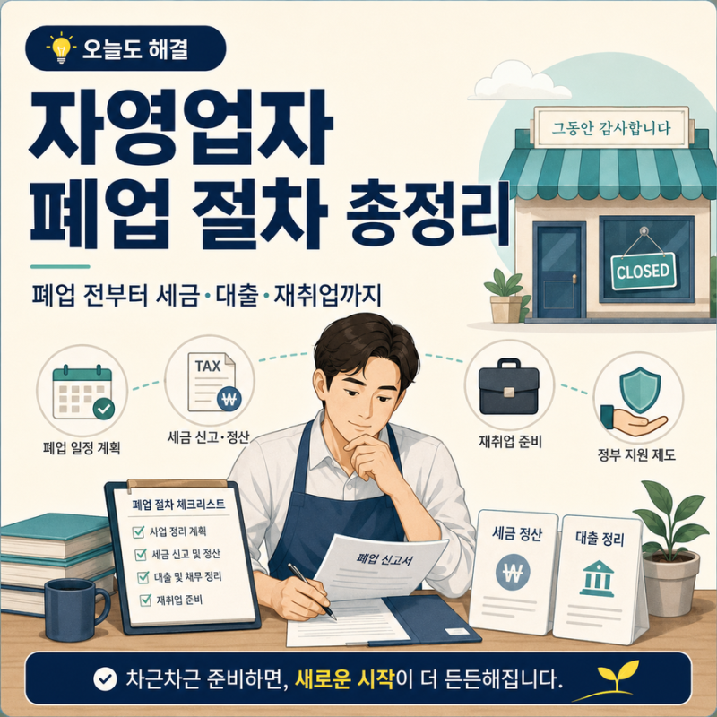 자영업자 폐업 절차 총정리｜폐업 전부터 세금·대출·재취업까지