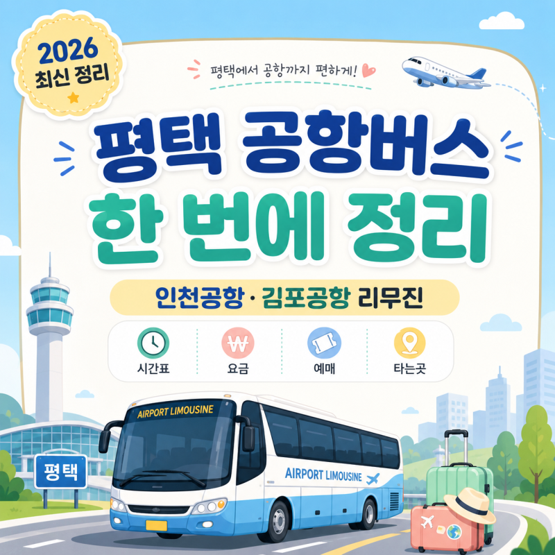 평택 공항버스, 인천공항·김포공항 리무진 시간표 요금 예매 타는곳 한 번에 정리