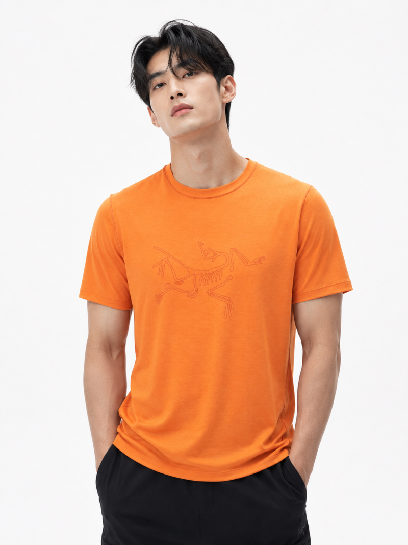 아크테릭스 코막 로고 셔츠 SS 맨 트레일과 하이킹을 잇는 남성 기능성 반팔티