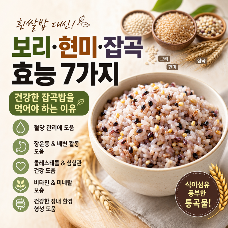 보리·현미·잡곡 효능 7가지｜흰쌀밥 대신 건강한 잡곡밥을 먹어야 하는 이유