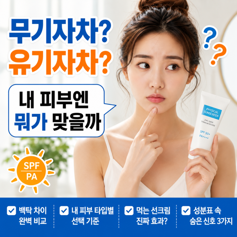 무기자차 유기자차 차이, 성분, 장단점, 피부별 선택법 총정리