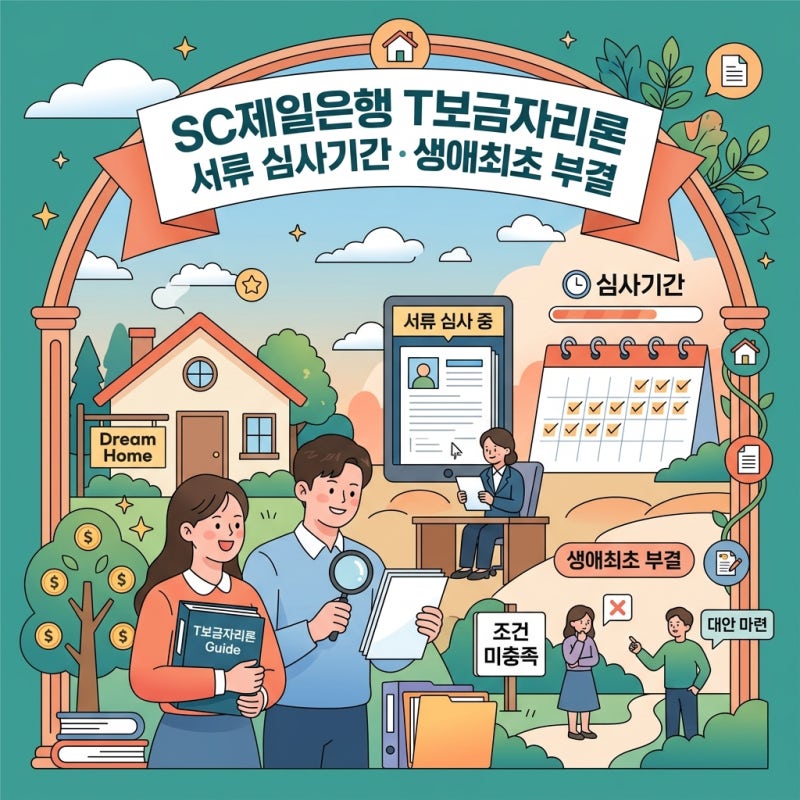 SC제일은행 T보금자리론 종합 가이드 서류 심사기간 생애최초 부결