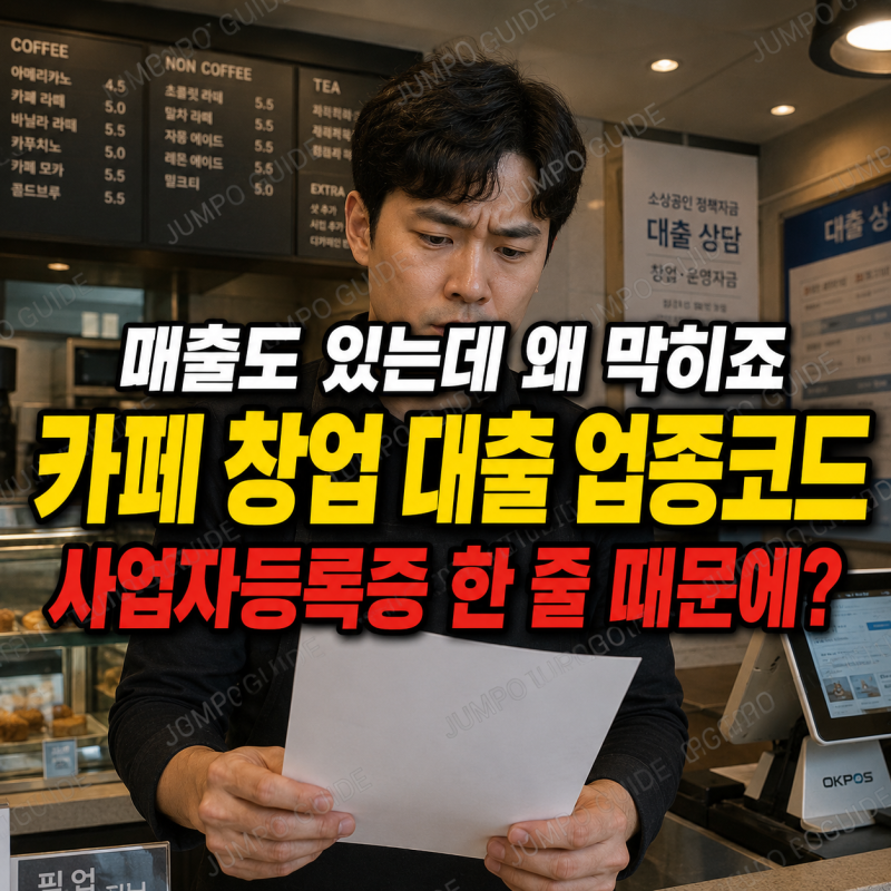 업종코드 조회, 카페 창업 대출 전 사업자등록증 업종 확인 필수
