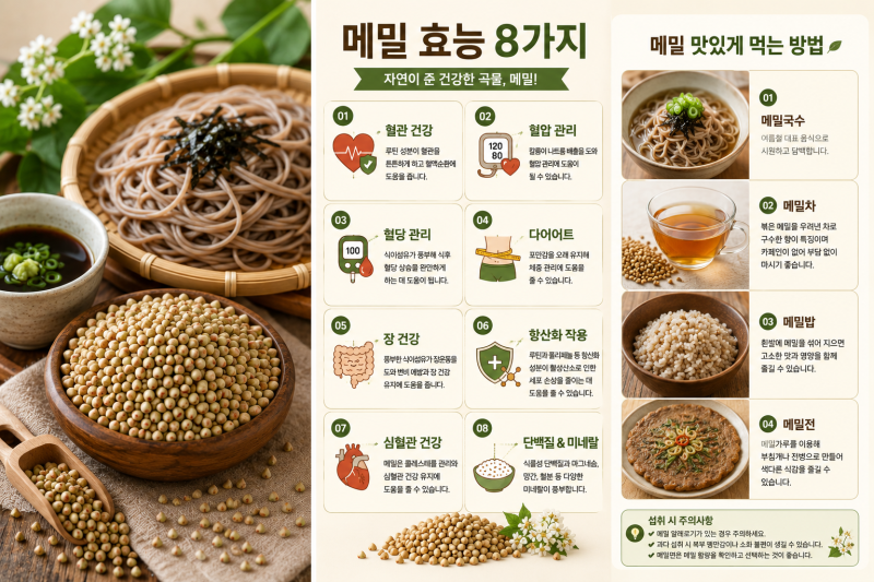 메밀 효능 8가지! 혈관 건강부터 다이어트까지, 메밀 제대로 알고 드세요