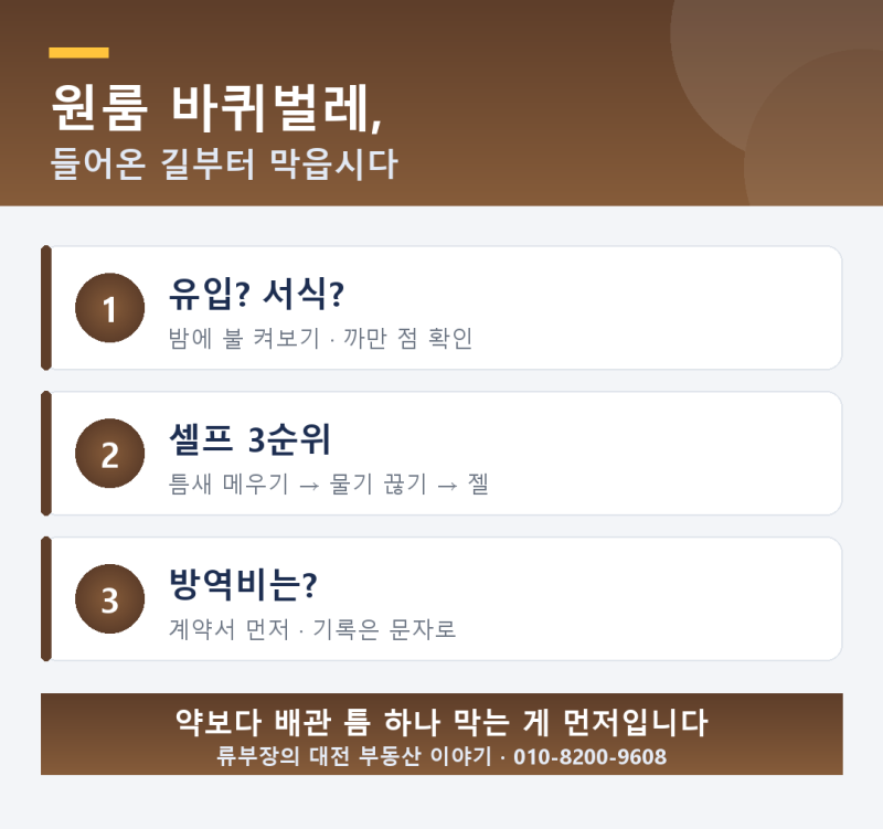 원룸 바퀴벌레, 약 뿌리기 전에 '들어온 길'부터 막으세요 (방역비는 누가 내나)